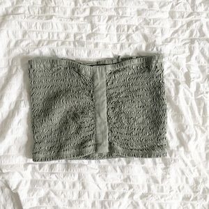 Small Sage Green American Eagle Ruffled Tube Top/Tank Top